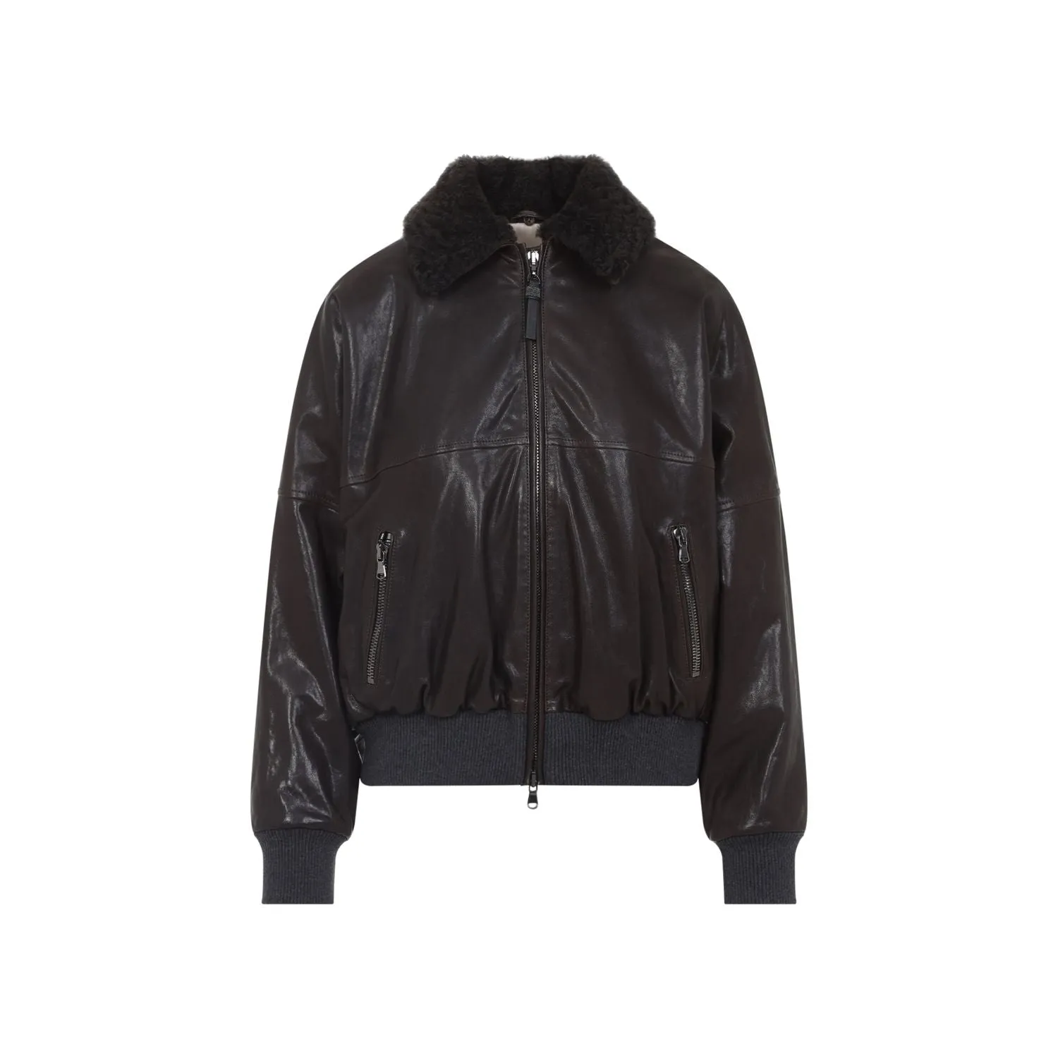LEATHER BOMBER JACKET sold by Lord & Taylor product image thumbnail 2