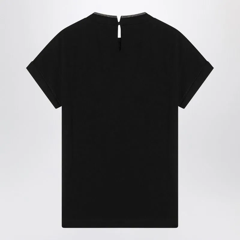 BLACK CREW-NECK T-SHIRT WITH PENDANT sold by Lord & Taylor