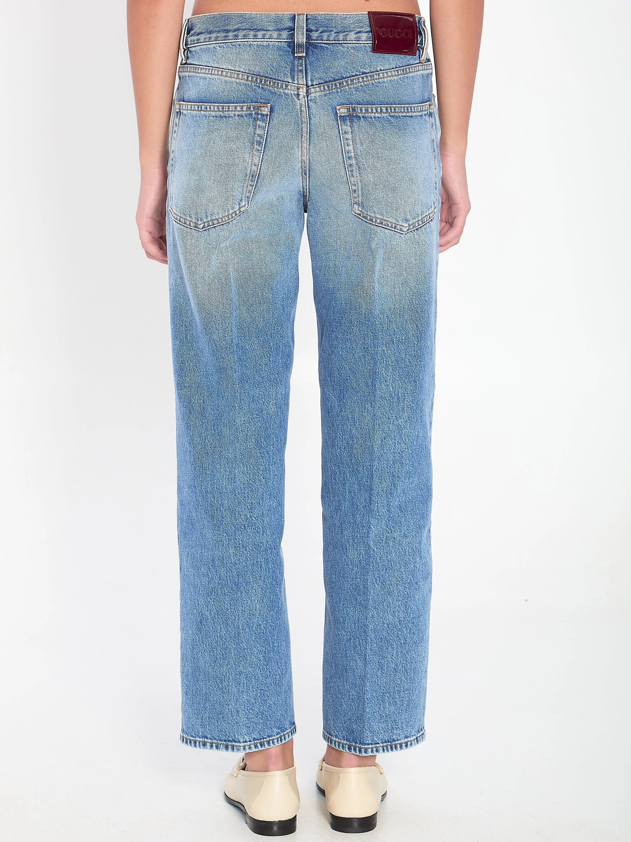 STRAIGHT LIGHT BLUE JEANS WITH FADED EFFECT sold by Lord & Taylor product image thumbnail 4