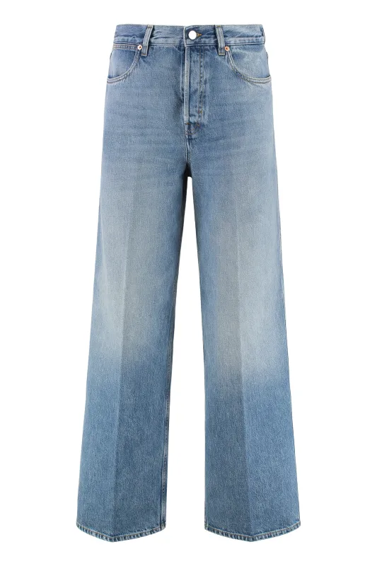 WIDE LIGHT BLUE JEANS WITH FADED EFFECT sold by Lord & Taylor