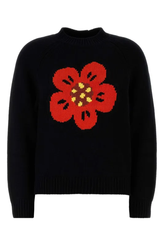 BLACK COTTON BLEND SWEATER made by Kenzo