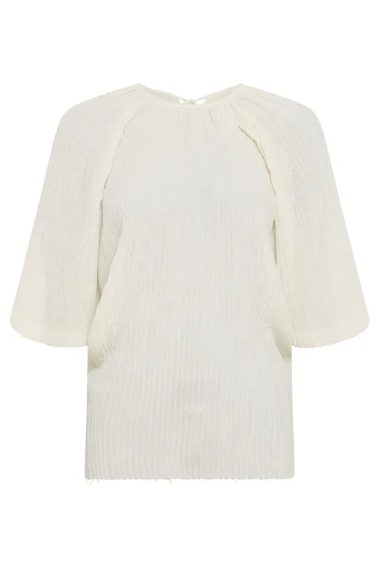 IVORY PLEATED NULL TOP sold by Lord & Taylor