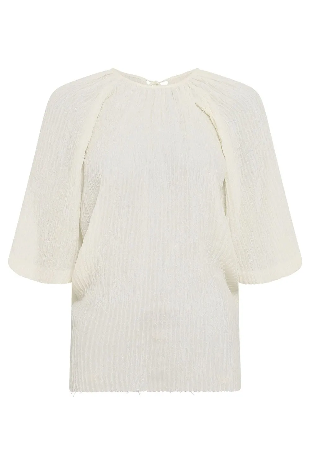 IVORY PLEATED NULL TOP sold by Lord & Taylor