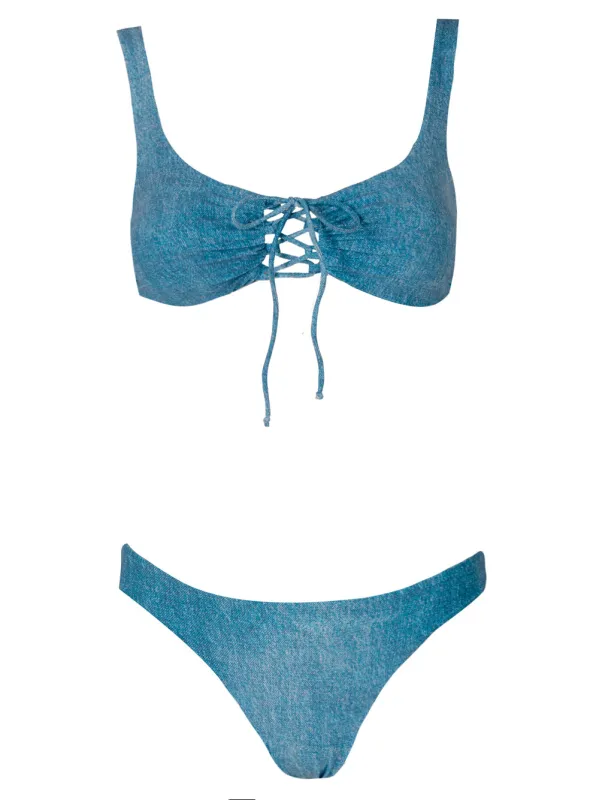 DENIM-EFFECT BIKINI sold by Lord & Taylor