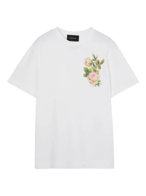 ROSE PATTERNED CREW NECK TEE sold by Lord & Taylor