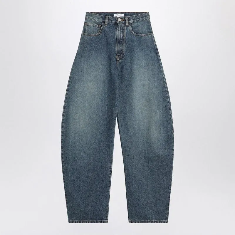 ROUNDED BLUE JEANS WITH FADED EFFECT sold by Lord & Taylor