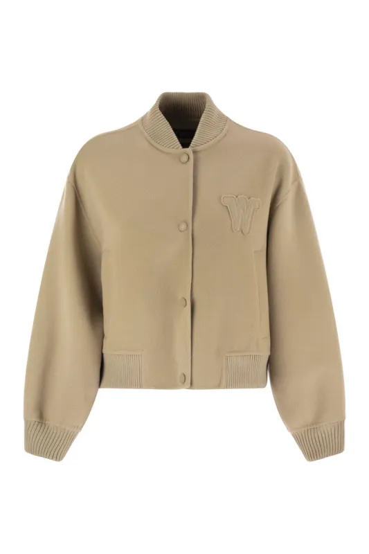 BEIGE WOOL BLEND ZELANTE BOMBER JACKET sold by Lord & Taylor