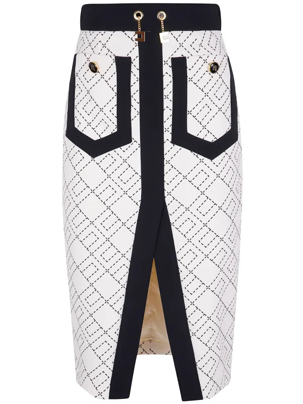 GEOMETRIC PATTERNED MIDI SKIRT sold by Lord & Taylor