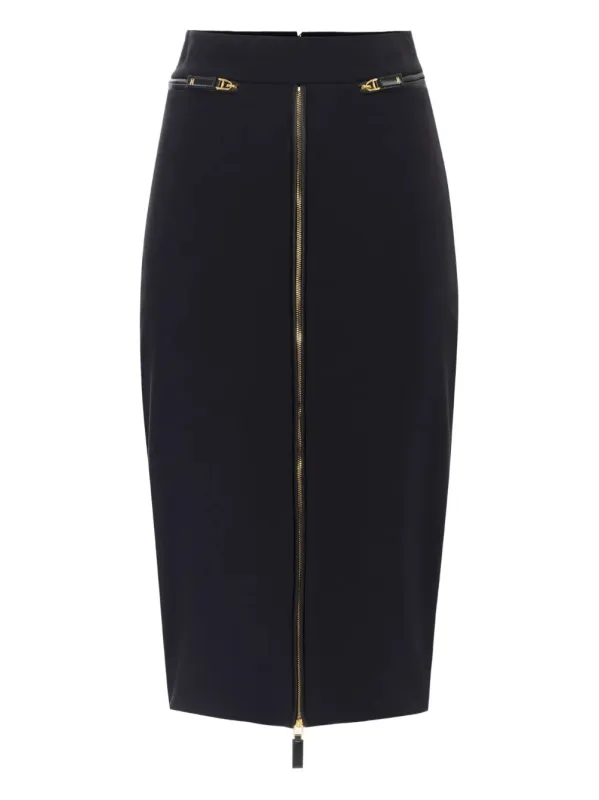 ZIP-FRONT CREPE MIDI SKIRT sold by Lord & Taylor
