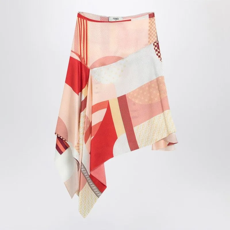PINK SILK SKIRT WITH PATCHWORK PRINT sold by Lord & Taylor