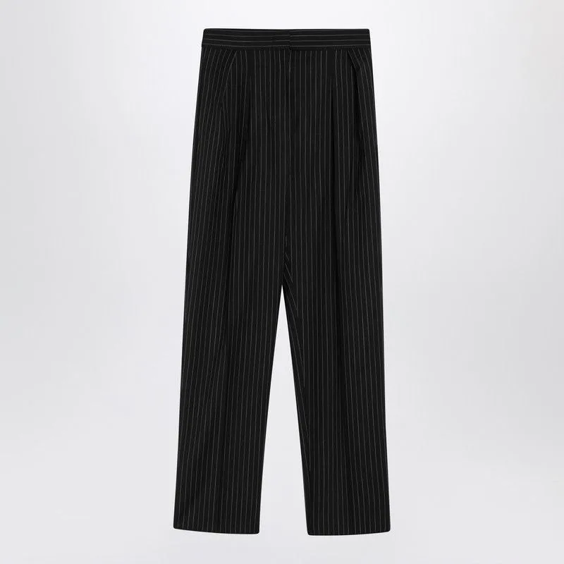 BLACK PINSTRIPED WOOL TROUSERS sold by Lord & Taylor