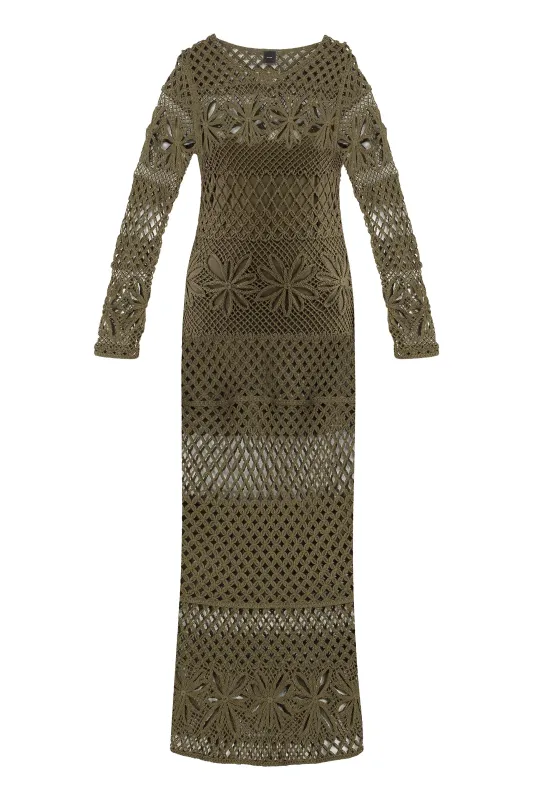 OPENWORK-KNIT LONG DRESS sold by Lord & Taylor