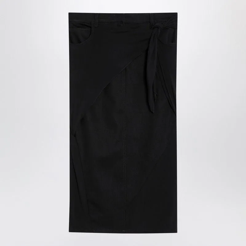 BLACK MIDI SKIRT WITH DRAPING sold by Lord & Taylor