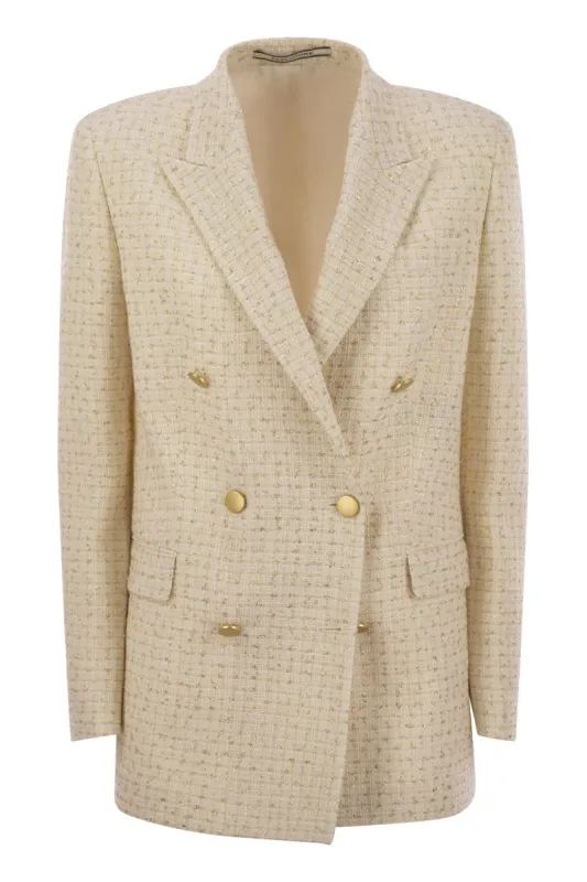 DOUBLE-BREASTED COTTON-BLEND BLAZER sold by Lord & Taylor