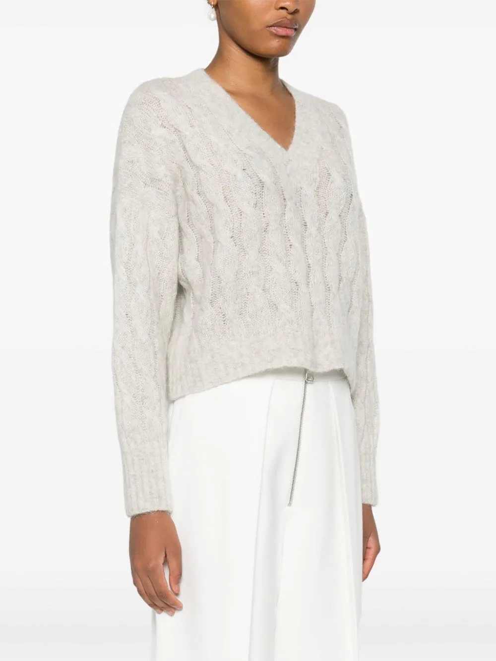 LIGHT GREY CABLE KNIT SWEATER sold by Lord & Taylor product image thumbnail 4