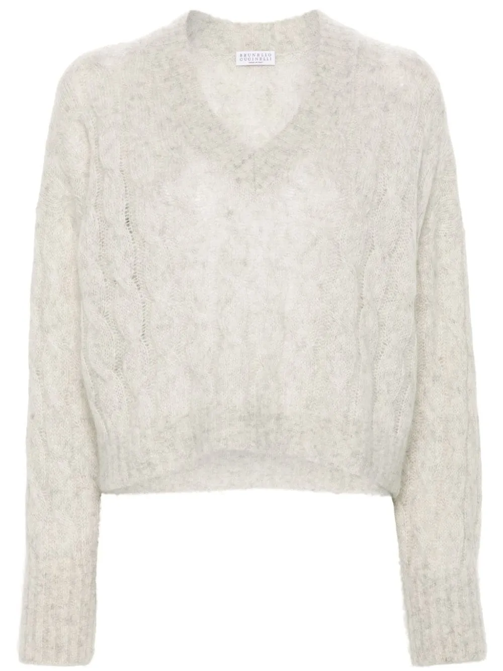 LIGHT GREY CABLE KNIT SWEATER sold by Lord & Taylor