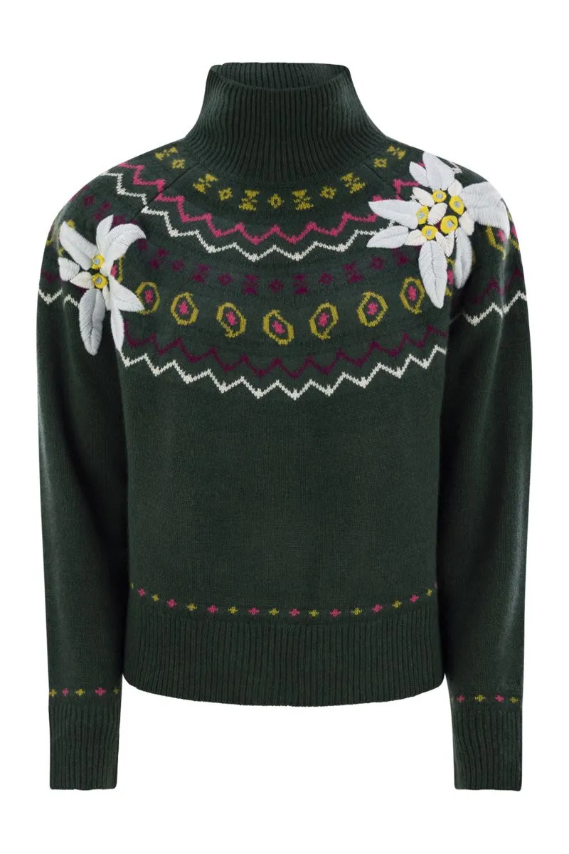 WOOL-BLEND JUMPER WITH EMBROIDERY sold by Lord & Taylor