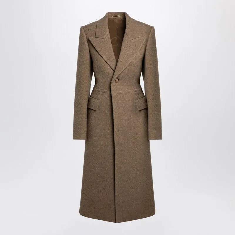 BEIGE SINGLE-BREASTED WOOL COAT sold by Lord & Taylor