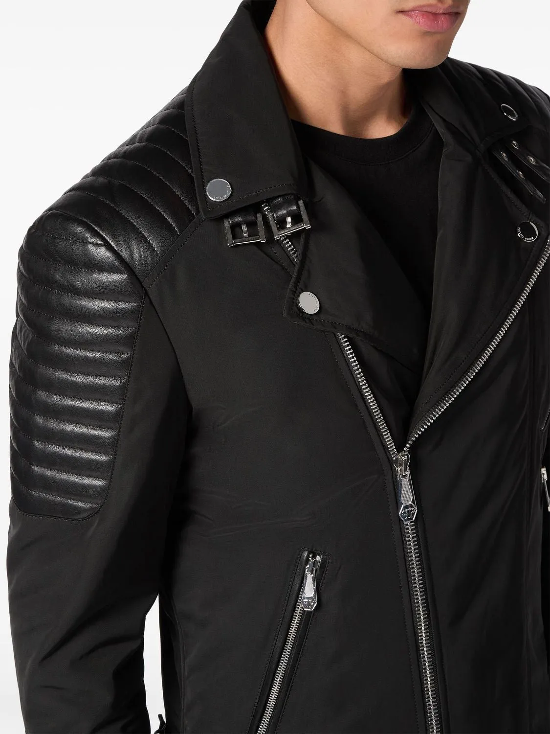 PHILIPP PLEIN PADDED-DETAIL LEATHER BIKER JACKET sold by Lord & Taylor product image thumbnail 2