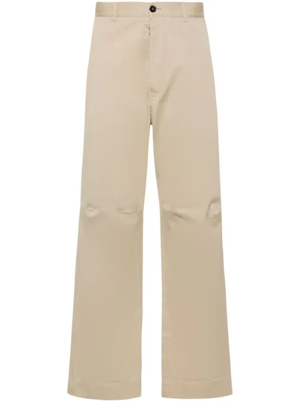 MM6 MAISON MARGIELA BEIGE TROUSERS. 
STRAIGHT CUT. 
MID-RISE WAIST. 
SIDE POCKETS. 
BUTTONED BACK POCKETS. 
ZIPPER CLOSURE WITH BUTTON. 
LABEL WITH EMBROIDERED BLACK MM6 LOGO. 
MADE IN PORTUG sold by Lord & Taylor