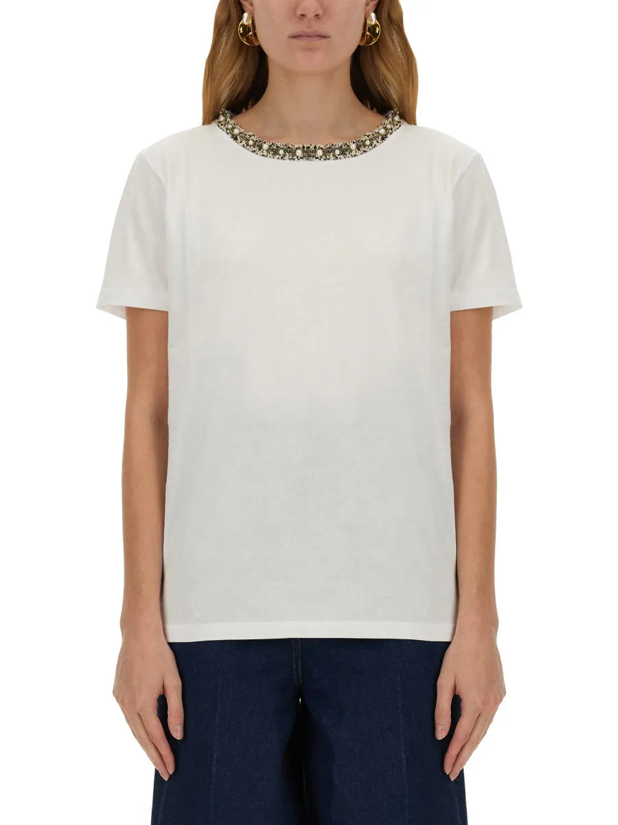 T-SHIRT WITH EMBROIDERED COLLAR sold by Lord & Taylor