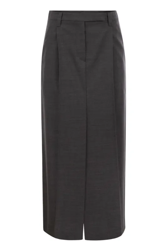 SARTORIAL LONG SKIRT IN VIRGIN WOOL CANVAS sold by Lord & Taylor