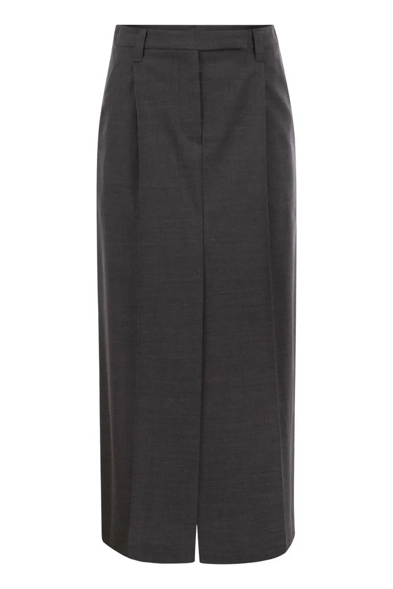 SARTORIAL LONG SKIRT IN VIRGIN WOOL CANVAS sold by Lord & Taylor