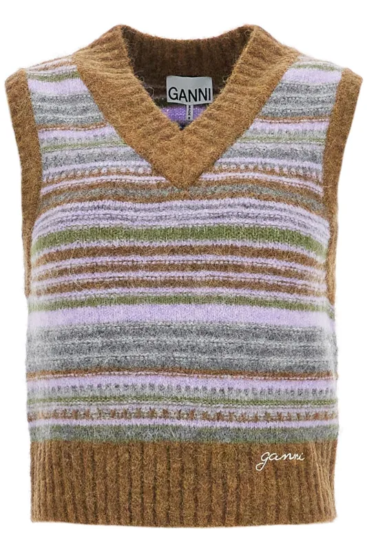 STRIPED V-NECKED VEST sold by Lord & Taylor