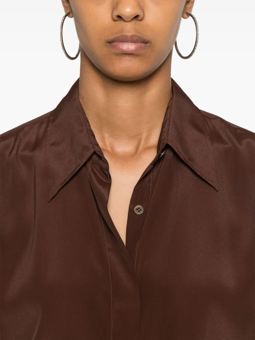 BROWN SILK BLEND SHIRT sold by Lord & Taylor product image thumbnail 3