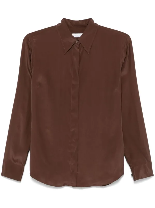 BROWN SILK BLEND SHIRT sold by Lord & Taylor