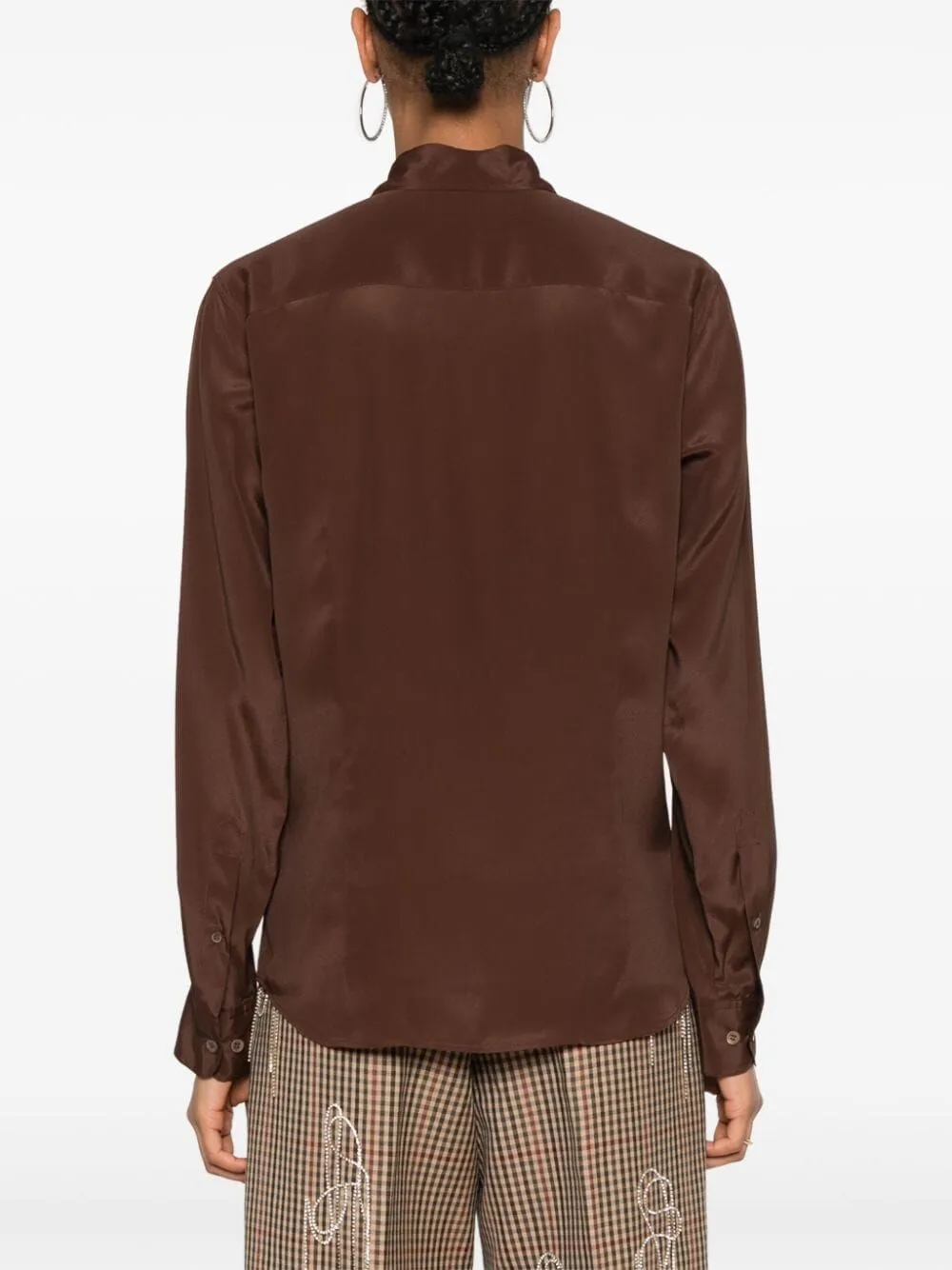BROWN SILK BLEND SHIRT sold by Lord & Taylor product image thumbnail 4