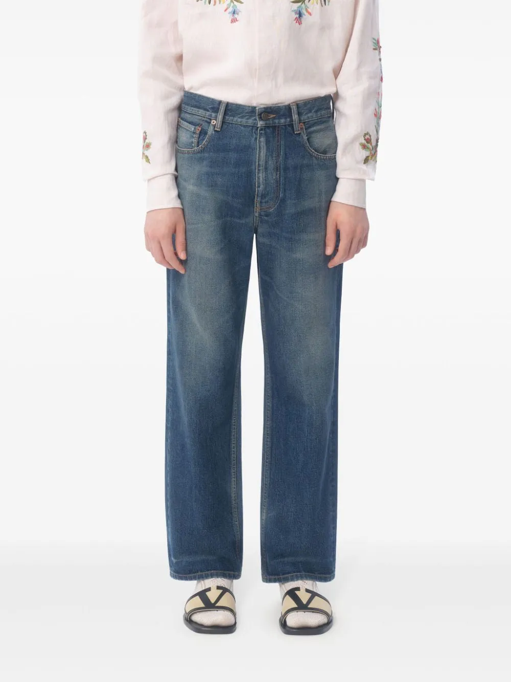 BLUE WASHED DENIM JEANS sold by Lord & Taylor product image thumbnail 3