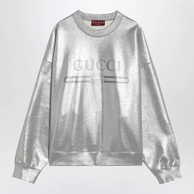 LAMINATED COTTON SILVER SWEATSHIRT WITH LOGO sold by Lord & Taylor