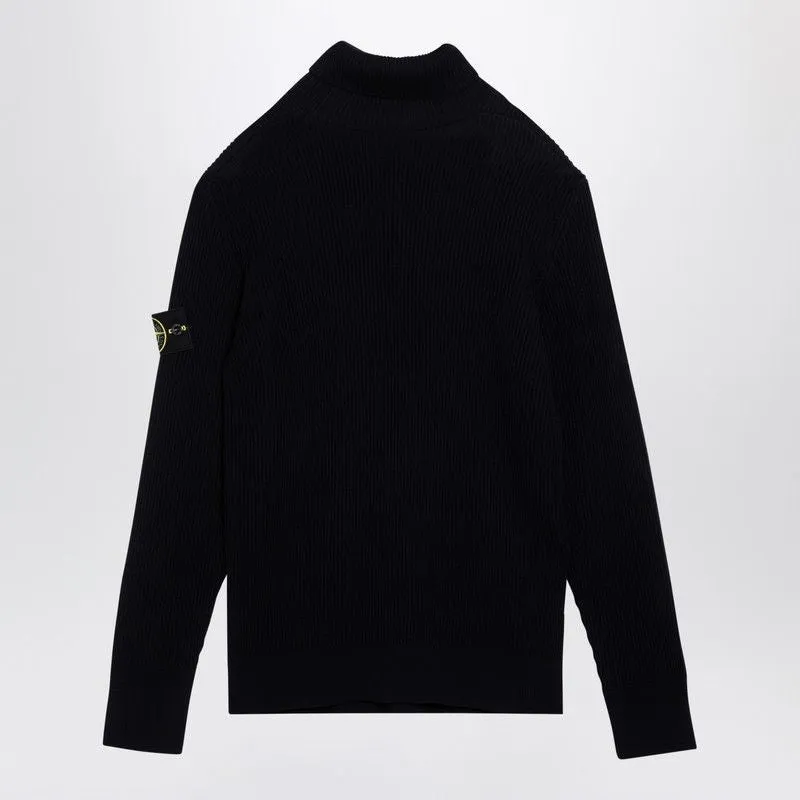 BLUE NAVY RIBBED TURTLENECK SWEATER IN WOOL sold by Lord & Taylor product image thumbnail 2