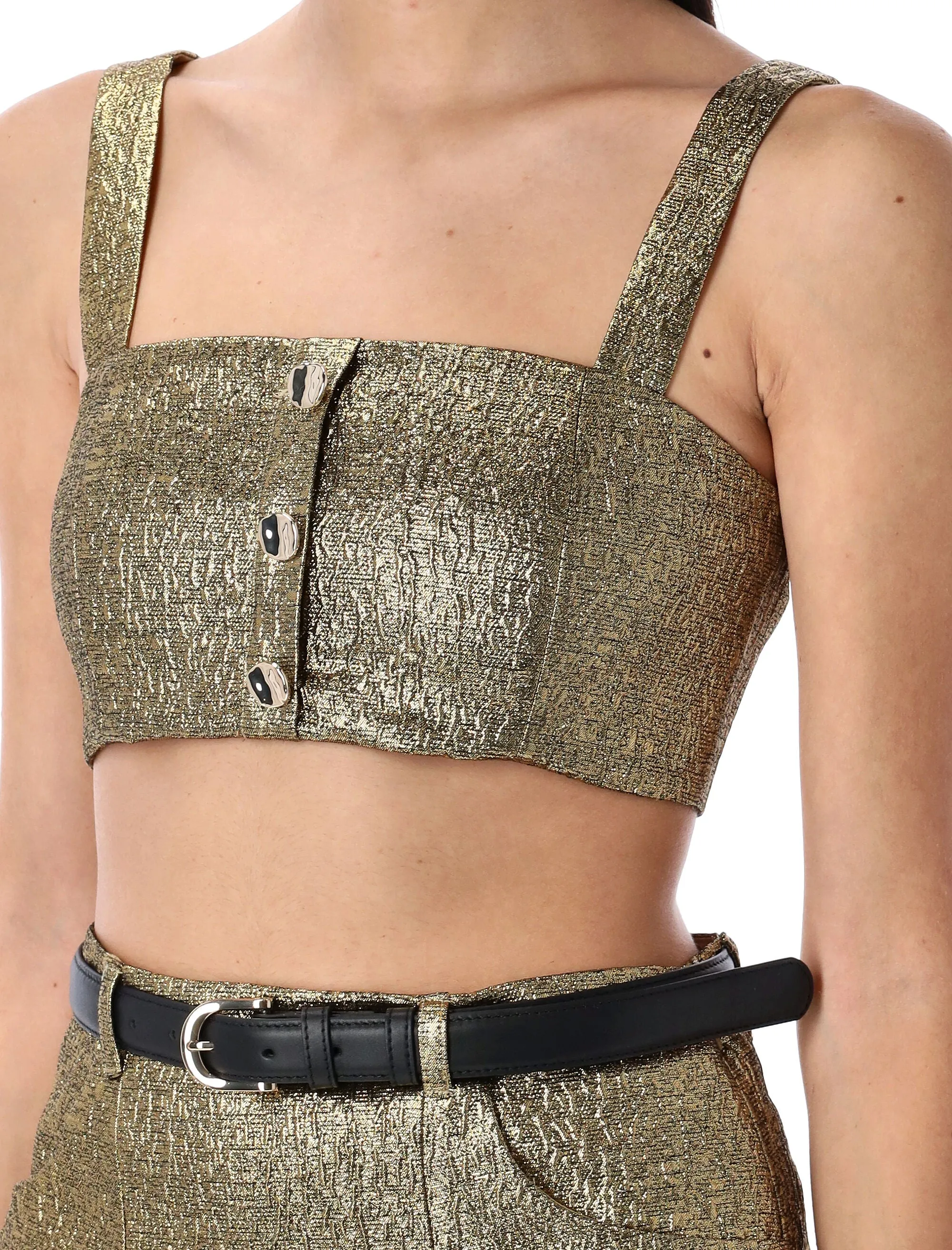 METALLIC JACQUARD CROP TOP sold by Lord & Taylor product image thumbnail 3