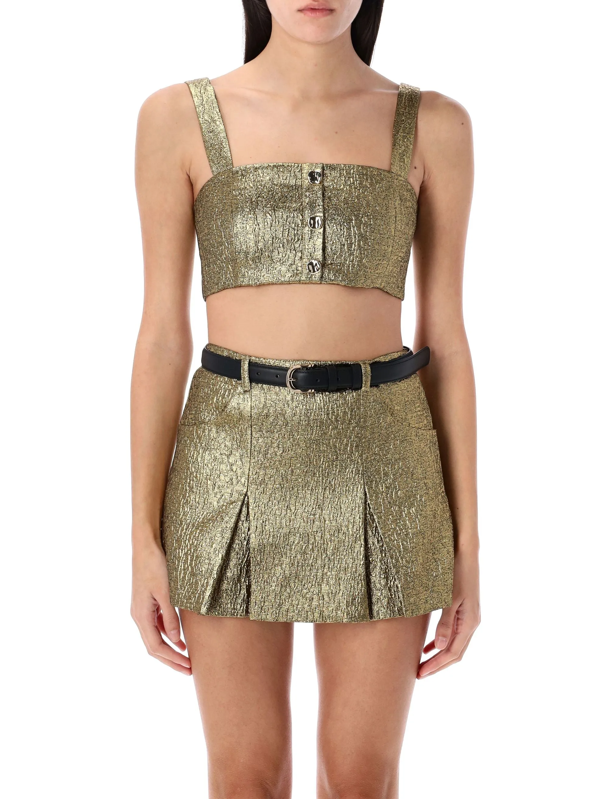 METALLIC JACQUARD CROP TOP sold by Lord & Taylor