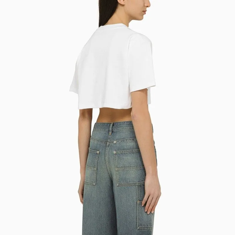 WHITE CROPPED T-SHIRT WITH LOGO sold by Lord & Taylor product image thumbnail 3