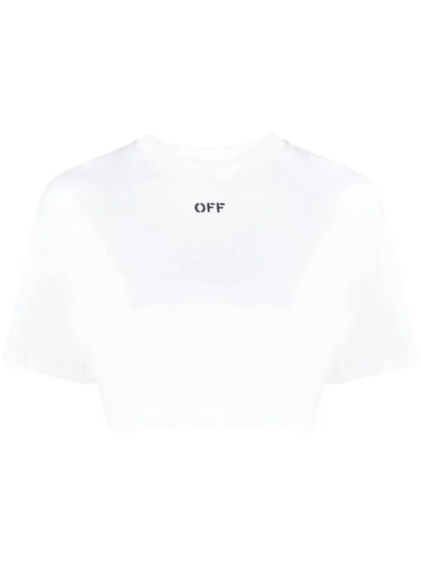 WHITE CROPPED T-SHIRT WITH LOGO sold by Lord & Taylor