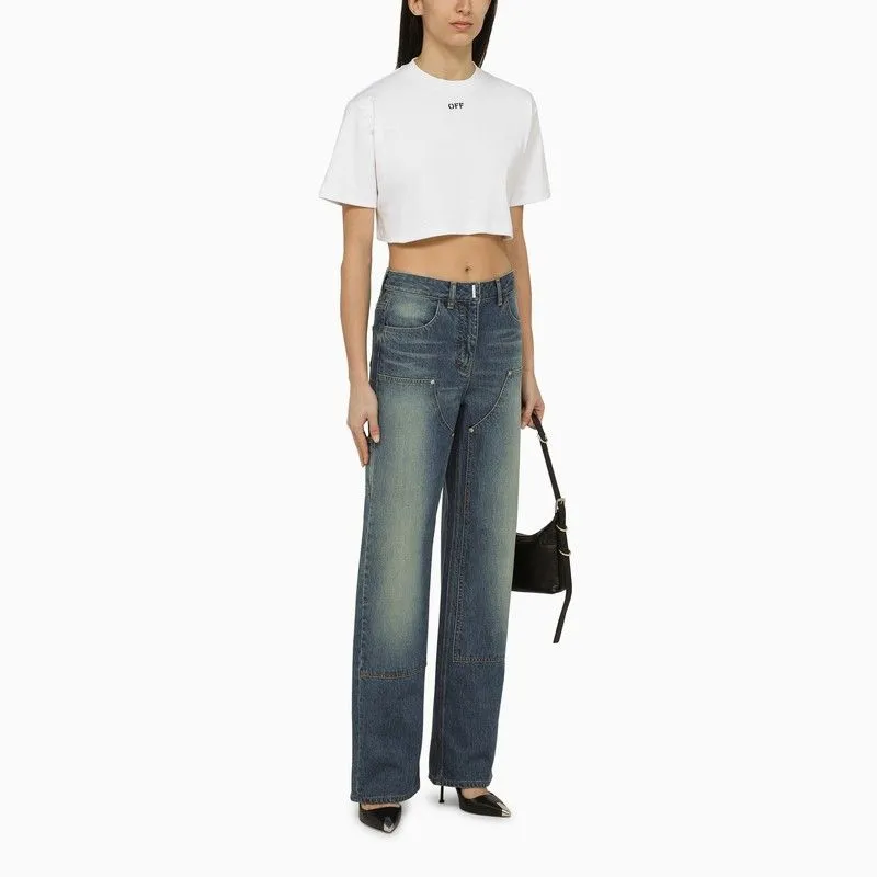 WHITE CROPPED T-SHIRT WITH LOGO sold by Lord & Taylor product image thumbnail 2