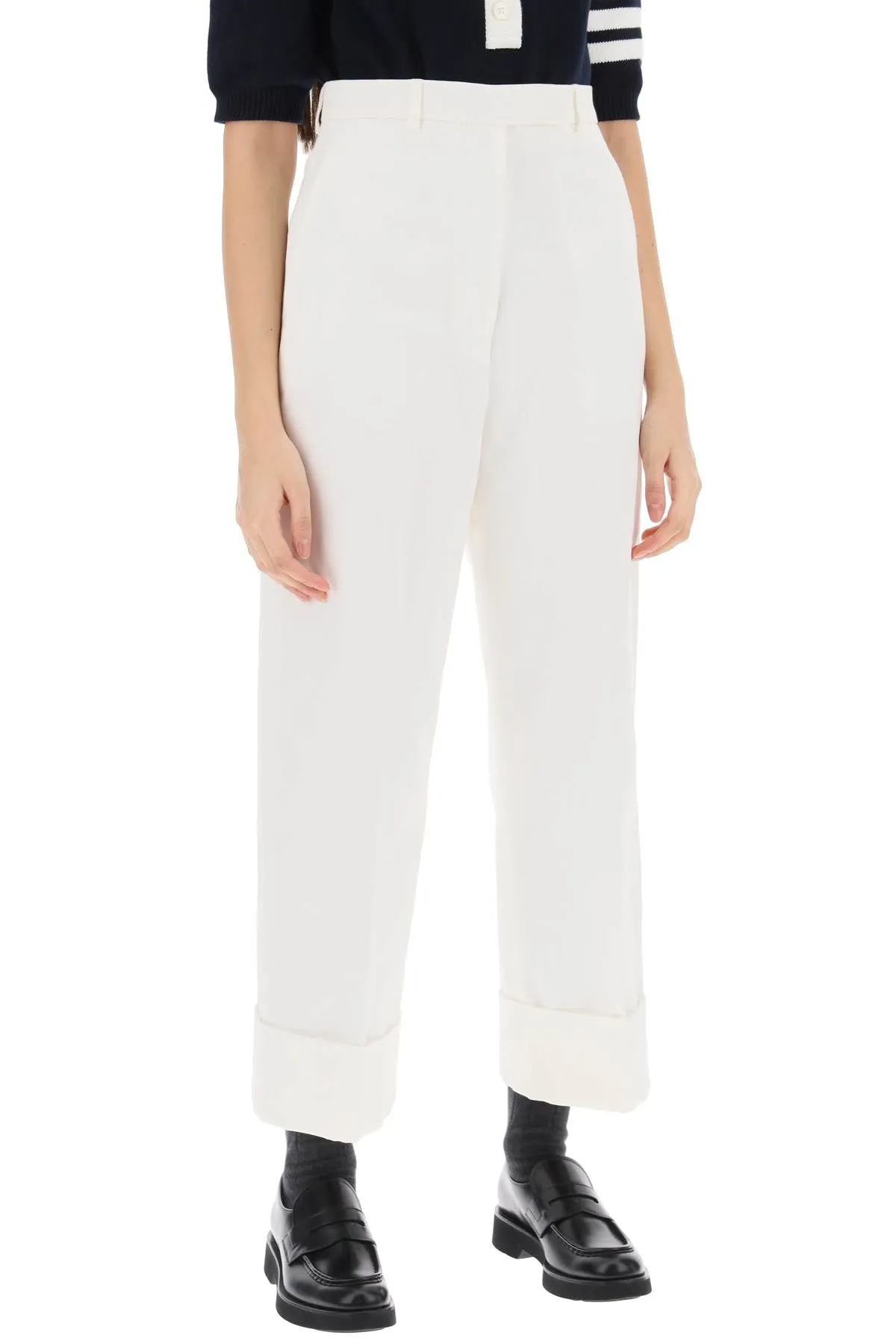 HIGH WAISTED STRAIGHT LEG TROUSER IN ORGANIC COTTON CANVAS sold by Lord & Taylor product image thumbnail 2