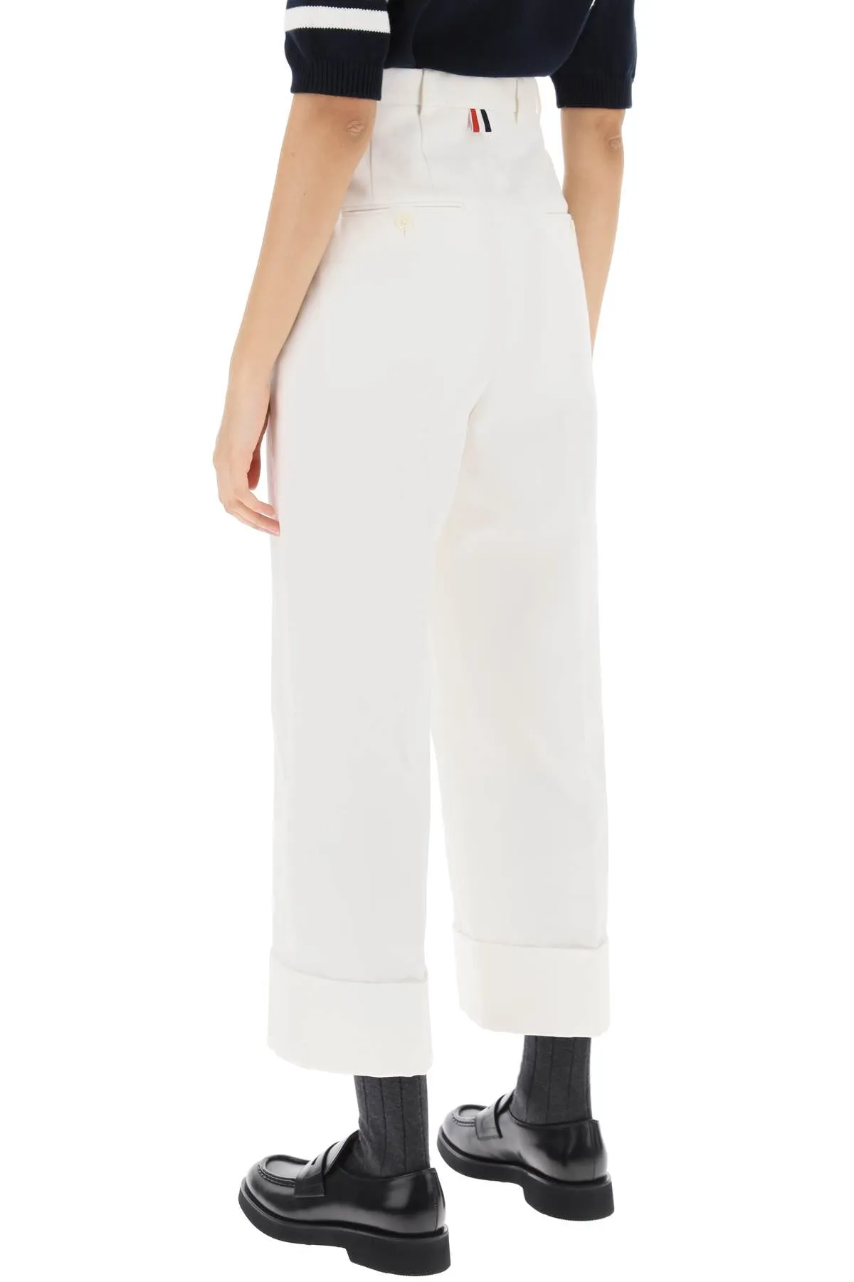 HIGH WAISTED STRAIGHT LEG TROUSER IN ORGANIC COTTON CANVAS sold by Lord & Taylor product image thumbnail 3