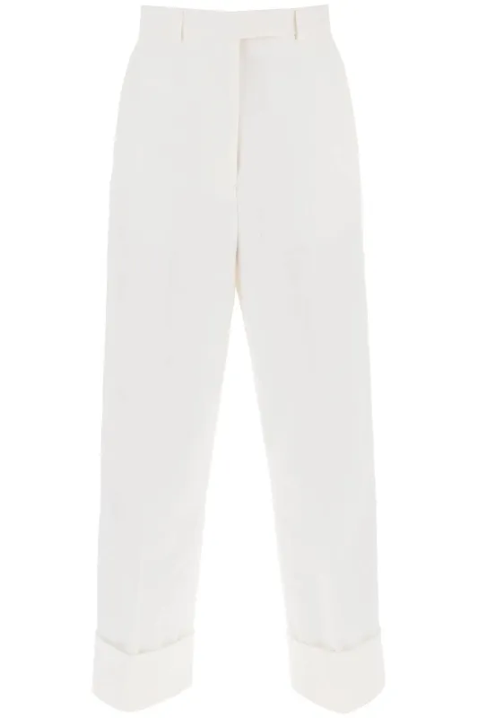 HIGH WAISTED STRAIGHT LEG TROUSER IN ORGANIC COTTON CANVAS sold by Lord & Taylor