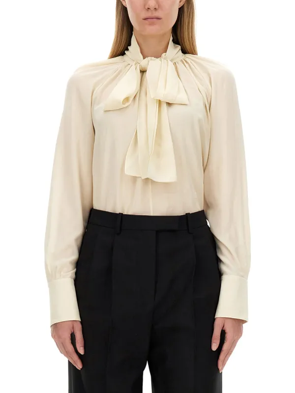 SILK SHIRT WITH LAVALLIu00c9RE COLLAR sold by Lord & Taylor