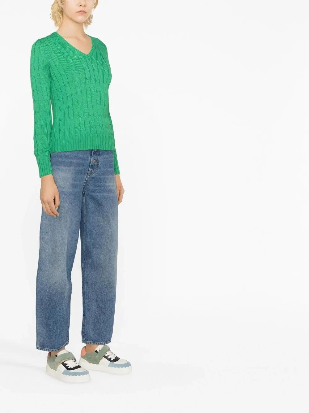 V NECK BRAIDED SWEATER sold by Lord & Taylor product image thumbnail 4