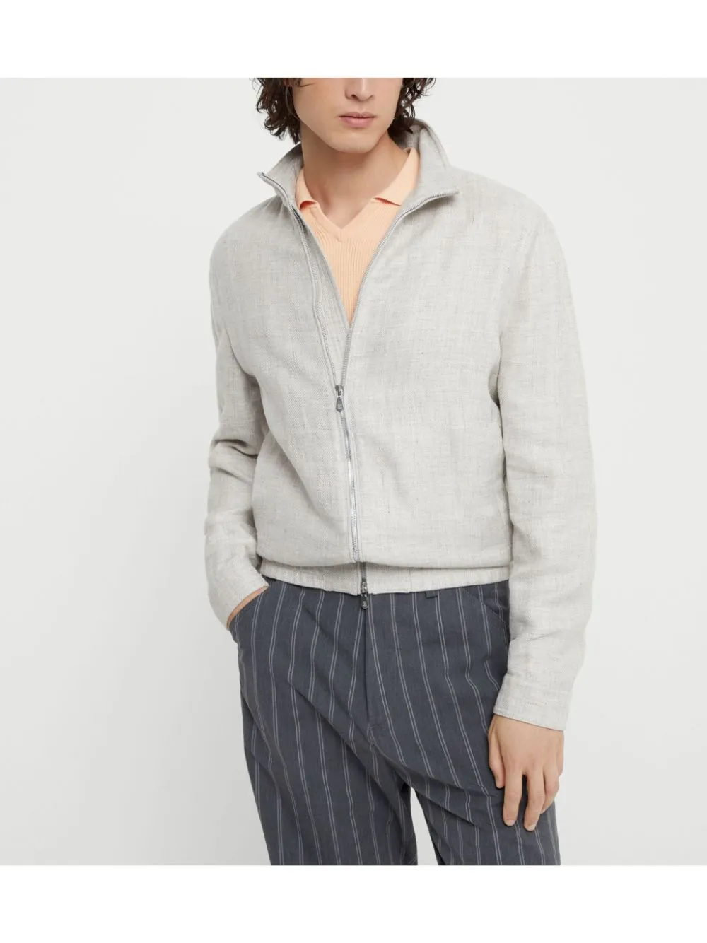 LINEN, WOOL AND SILK DIAGONAL BOMBER JACKET sold by Lord & Taylor product image thumbnail 4