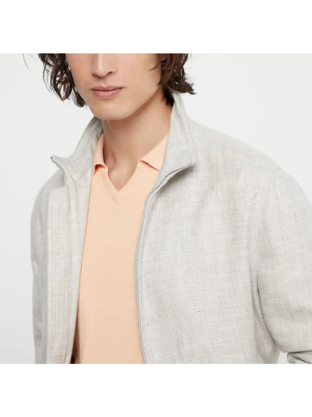 LINEN, WOOL AND SILK DIAGONAL BOMBER JACKET sold by Lord & Taylor product image thumbnail 2