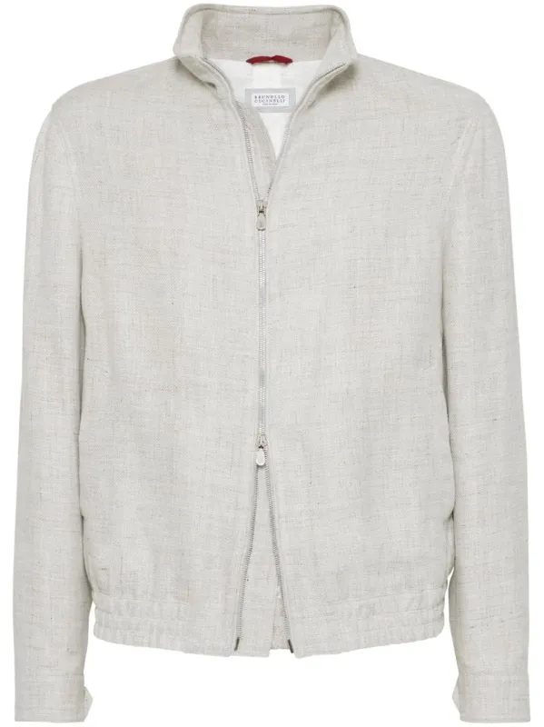 LINEN, WOOL AND SILK DIAGONAL BOMBER JACKET sold by Lord & Taylor
