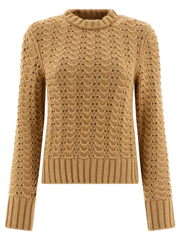 CREW NECK SWEATER IN POINTELLE KNIT made by Aspesi