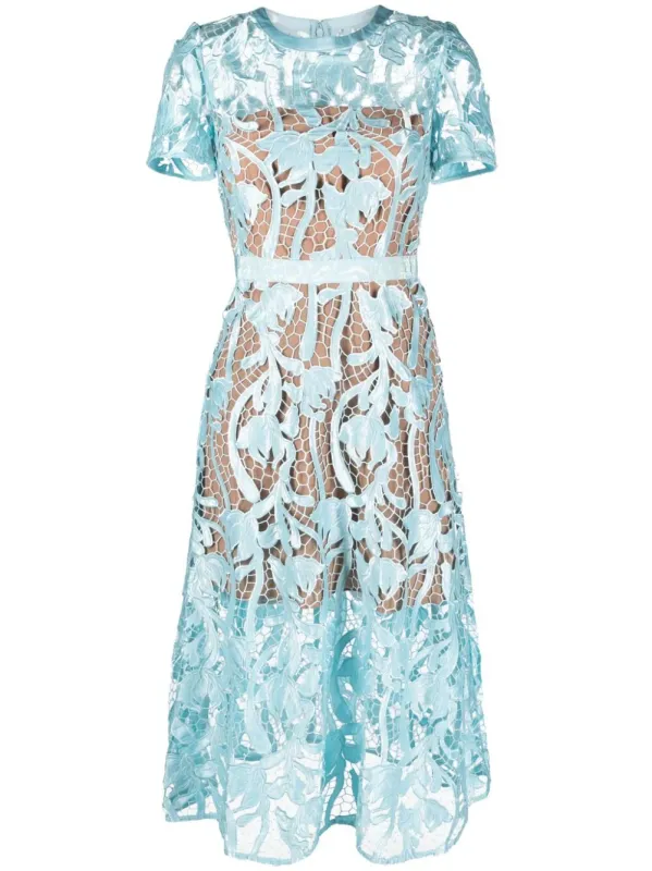 LIGHT BLUE LACE MIDI DRESS sold by Lord & Taylor