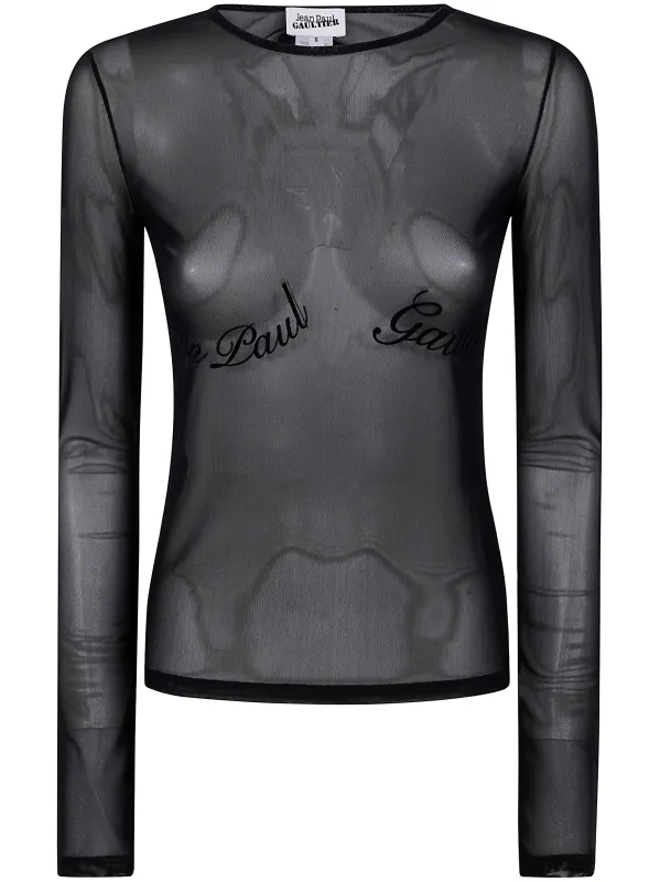 MESH LONG SLEEVES TOP WITH VELVET FLOCK "" sold by Lord & Taylor